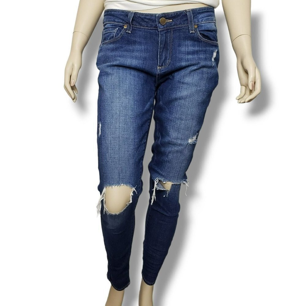 Paige Verdugo Ultra‎ Skinny Jeans Womens 29 Distressed Ripped Mid Rise Dark Wash